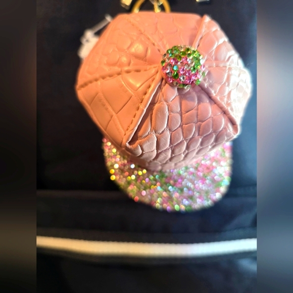 Pink Bling Baseball Cap Handbag Charm – Sparkly Keychain with Storage - Picture 6 of 6